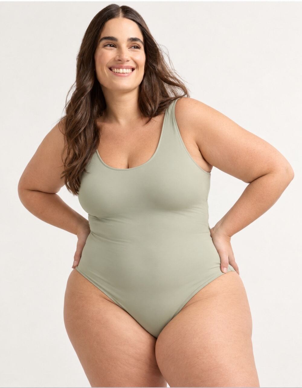 Joyspun Women plus XXXL (22) green Everyday Seamless Bodysuit thong-cut stretch